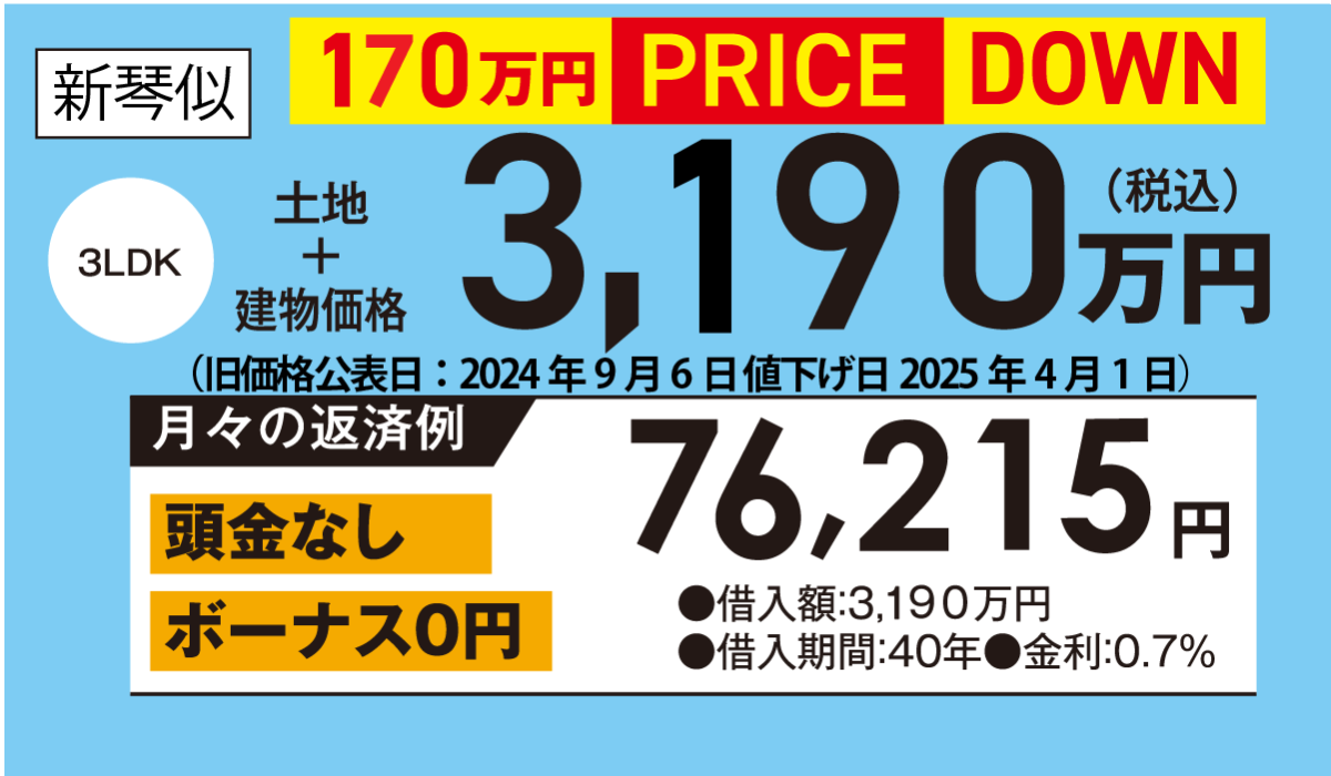 札幌市新琴似の新築住宅価格
